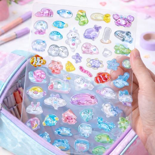 Набір 3D-наклейок TIKI WIKI Crystal Тікі веселі тварини (51423) Додатково об'ємні 3D-наклейки з ефектом кристального блиску