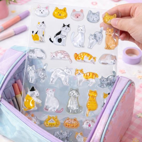 Набір 3D-наклейок TIKI WIKI Crystal Тіки котики (51429) Додатково об'ємні 3D-наклейки з ефектом кристального блиску