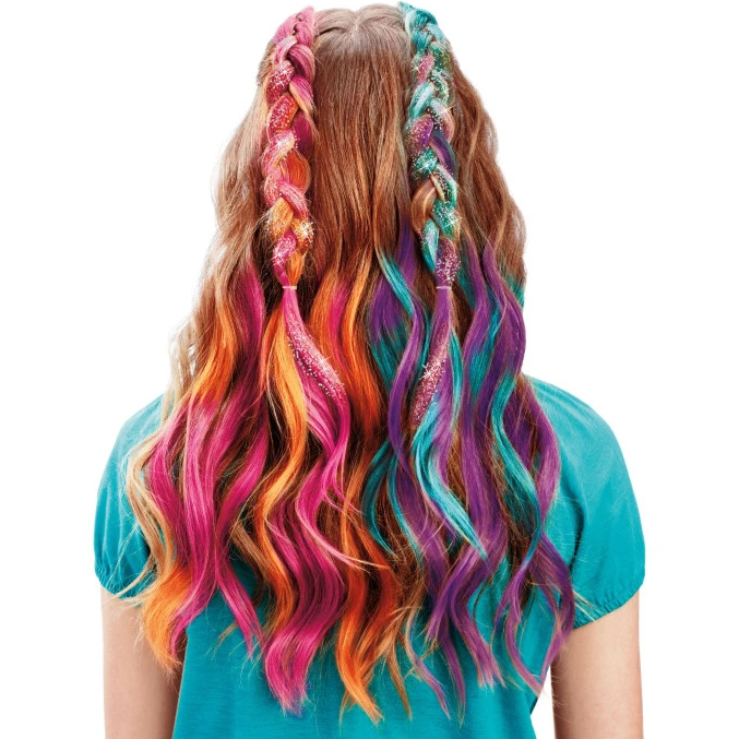 Набор для творчества CRA-Z-ART Color FX Студия наращивания волос (65594CRA) Комплектация  расчески с меловым пигментом, накладные цветные пряди, разнообразные декоративные материалы, аксессуары для украшения волос