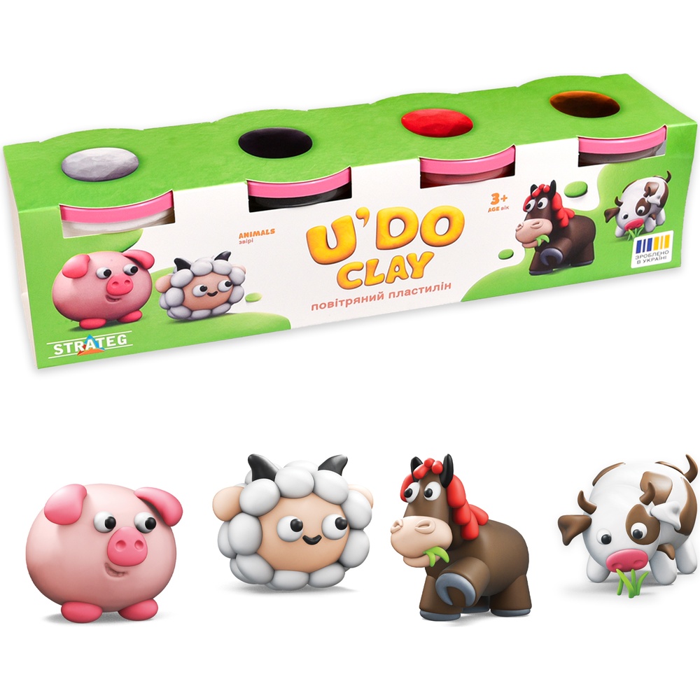 Набір для ліплення Strateg ЮДО клей 4 баночки (31109) Додатково не липне до рук; не тріскається під час ліплення; тримає форму