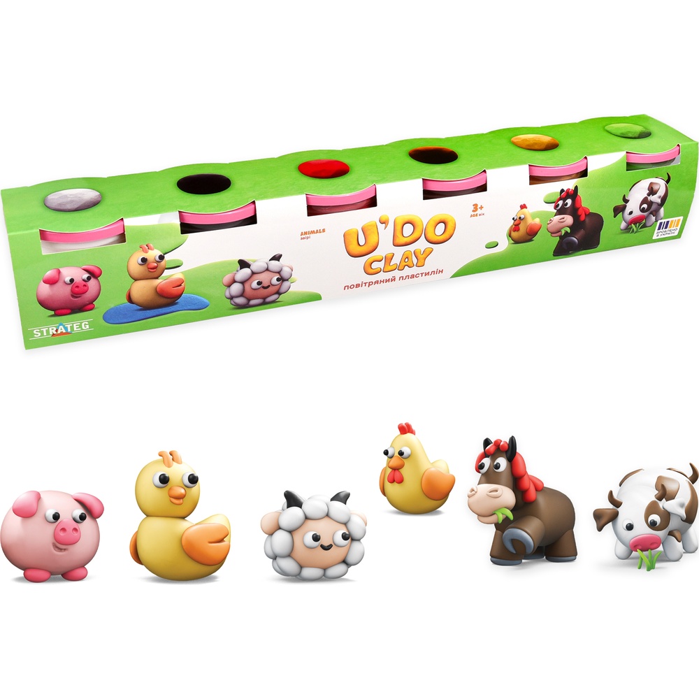Набір для ліплення Strateg ЮДО клей 6 баночок (31110) Додатково не липне до рук; не тріскається під час ліплення; тримає форму