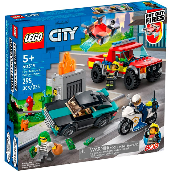 Конструктор LEGO City Пожежна бригада та поліцейська погоня 295 ел (60319)