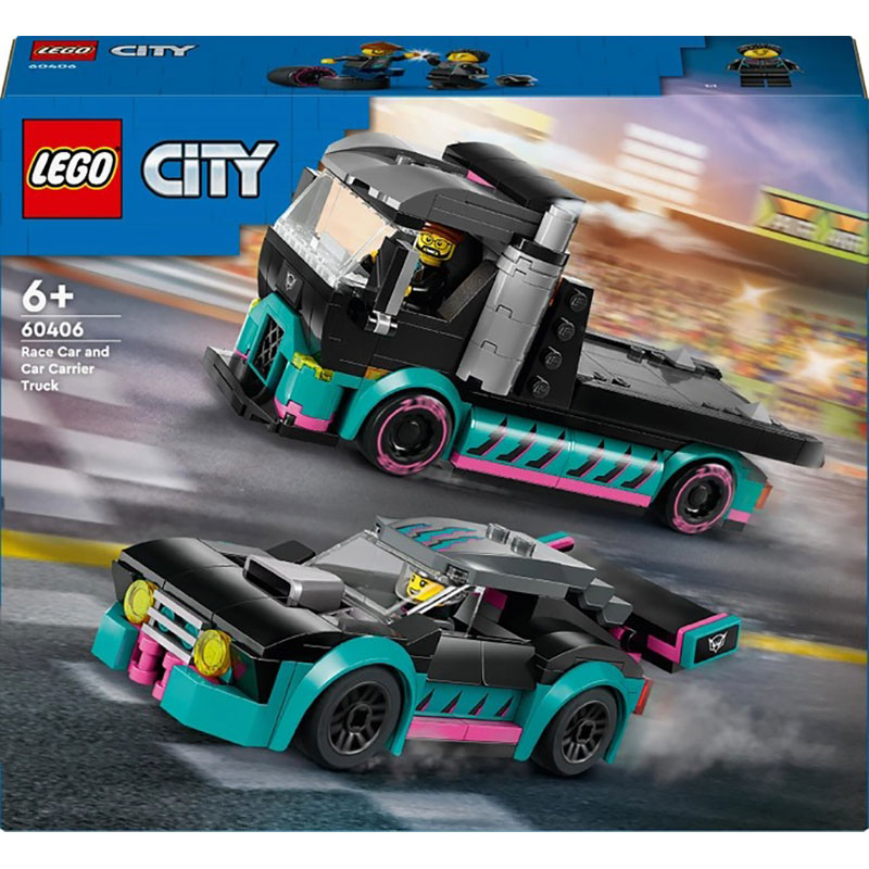 Конструктор LEGO City Автомобиль для гонок и автовоз 328 деталей (60406) Конструктор LEGO City Автомобиль для гонок и автовоз 328 деталей (60406)