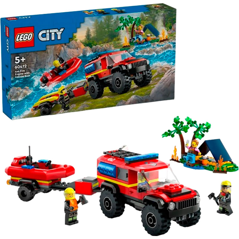 Конструктор LEGO City Пожарный внедорожник со спасательной лодкой 301 деталей (60412) Тематика транспорт