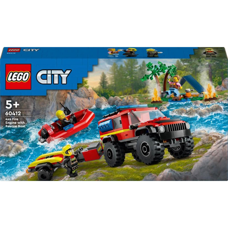 Конструктор LEGO City Пожарный внедорожник со спасательной лодкой 301 деталей (60412)