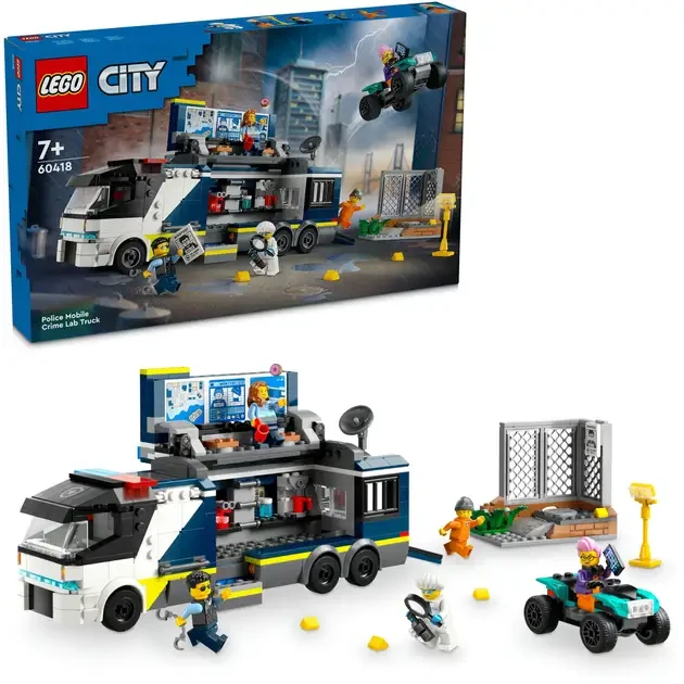 Конструктор LEGO City Пересувна поліцейська криміналістична лабораторія 674 деталей (60418) Тип транспорту поліцейська машина