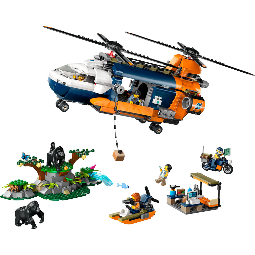 Конструктор LEGO City Вертоліт у базовому таборі для дослідження джунглів (60437) Тип класичний