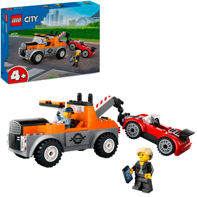 Конструктор LEGO City Евакуатор та ремонт спортивних авто (60435) Тематика транспорт