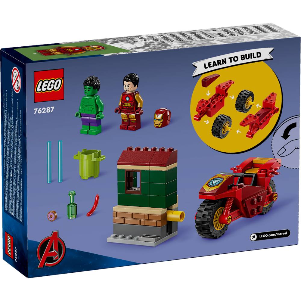 У Фокстрот Конструктор LEGO Marvel Залізна Людина на мотоциклі та Халк (76287)