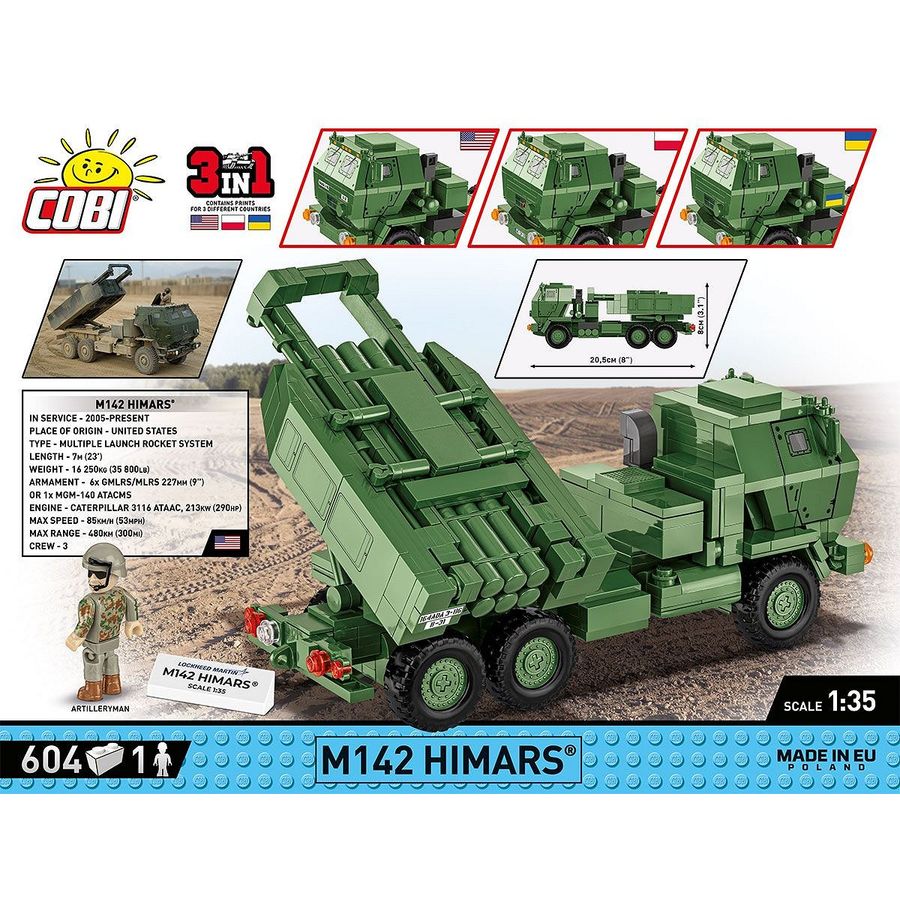 Конструктор COBI РСЗВ Himars M142 (UA/PL/US) 604 деталі (COBI-2626) Тип класичний