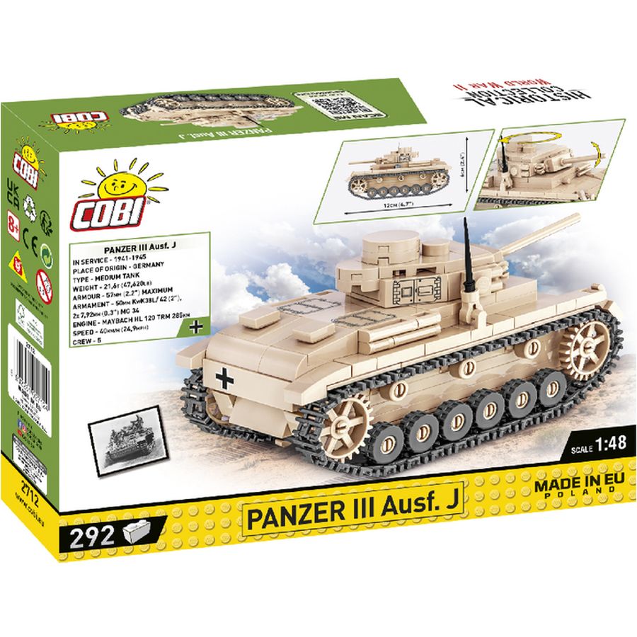 Конструктор COBI Вторая Мировая Война Танк Panzer III 292 детали (COBI-2712) Тематика военная