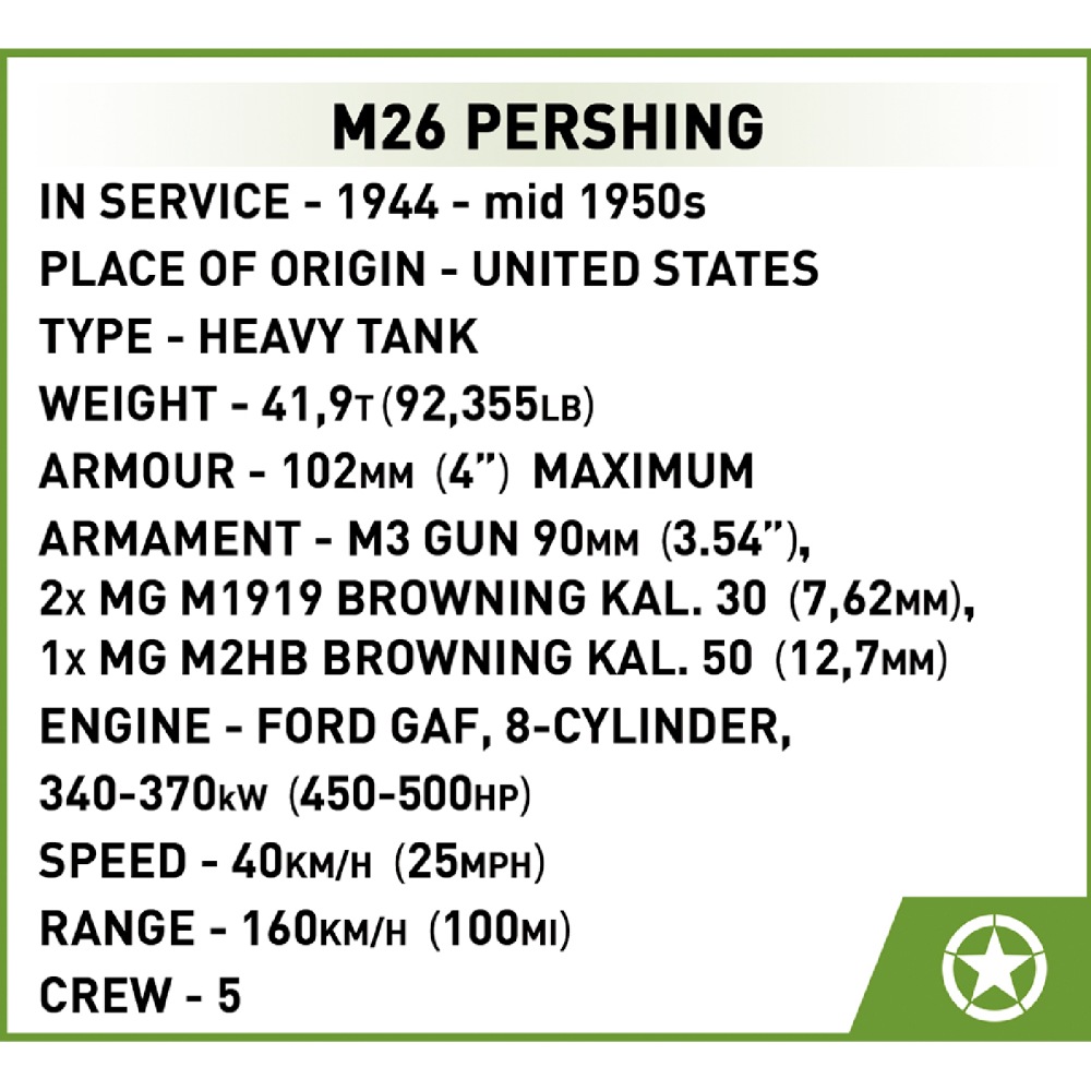 Заказать Конструктор COBI Танк M26 Першинг 1:28 (COBI-2564)