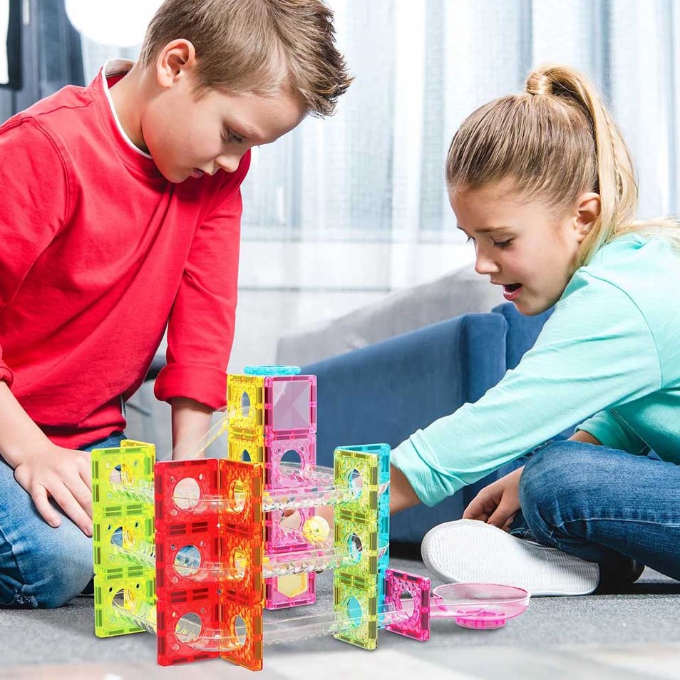 Фото Конструктор магнитный PICASSO TILES Mini Diamond Marble Run 60 деталей (PTMG60)