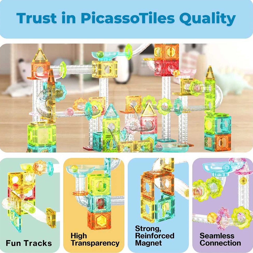 Конструктор магнітний PICASSO TILES Mini Diamond Marble Run 60 деталей (PTMG60) Тип магнітні