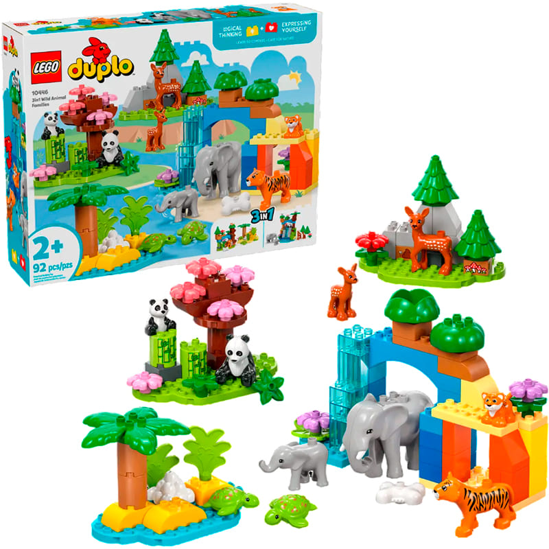 Замовити Конструктор LEGO DUPLO 3 в 1 Сімейства диких тварин 92 деталі (10446)