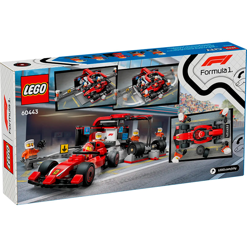 Зображення Конструктор LEGO City F1 Піт стоп та механіки з болідом Ferrari 322 деталі (60443)