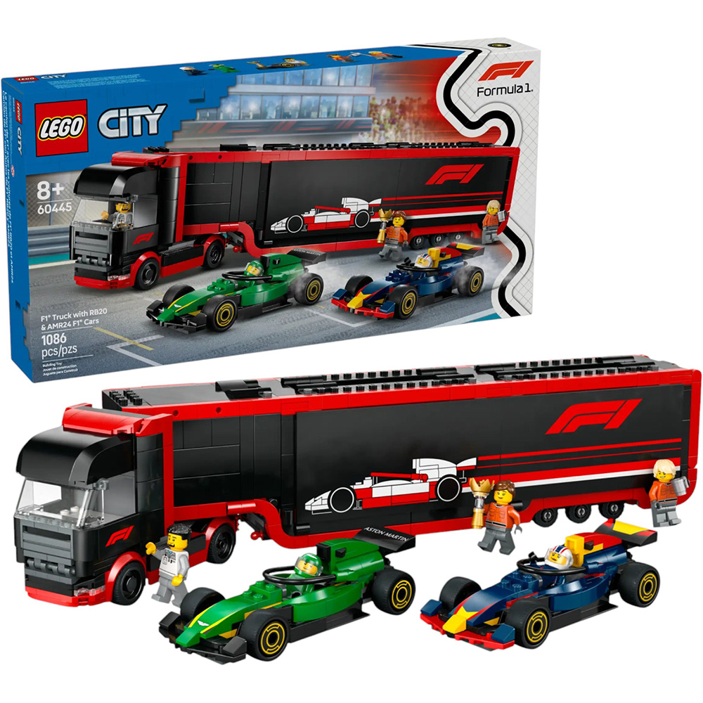 Конструктор LEGO City F1 Truck with RB20 and AMR24 F1 Cars (60445)