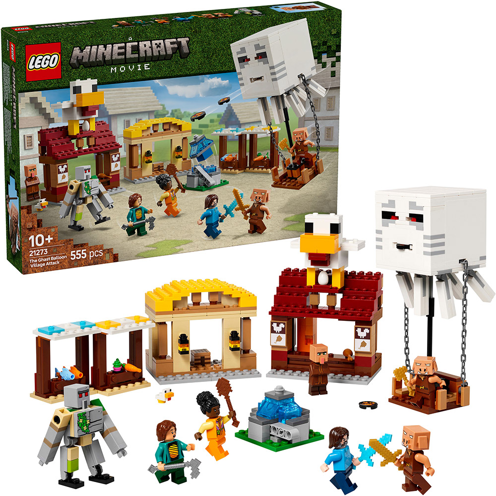 Зовнішній вигляд Конструктор LEGO Minecraft Напад на село з повітряною кулею Гаст 555 деталей (21273)