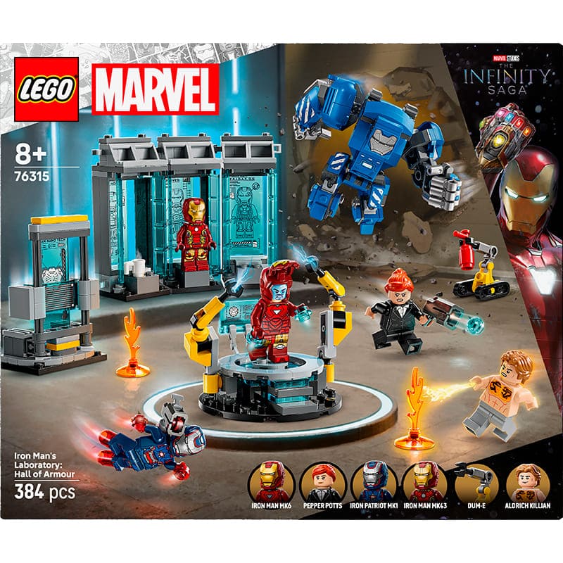 Конструктор LEGO Super Heroes Marvel Лабораторія Залізної Людини: зал обладунків 384 ел (76315) Тематика герої фільмів і мультфільмів