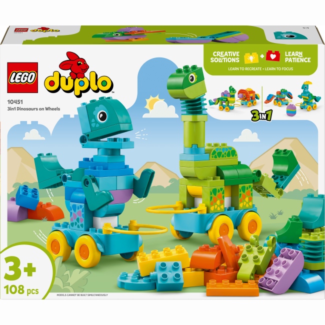 Конструктор LEGO DUPLO Town Динозавры на колесах 3 в 1 108 деталей (10451) Конструктор LEGO DUPLO Town Динозавры на колесах 3 в 1 108 деталей (10451)