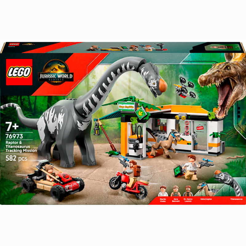Фото Конструктор LEGO Jurassic World Місія з відстеження раптора та титанозавра 582 ел (76973)