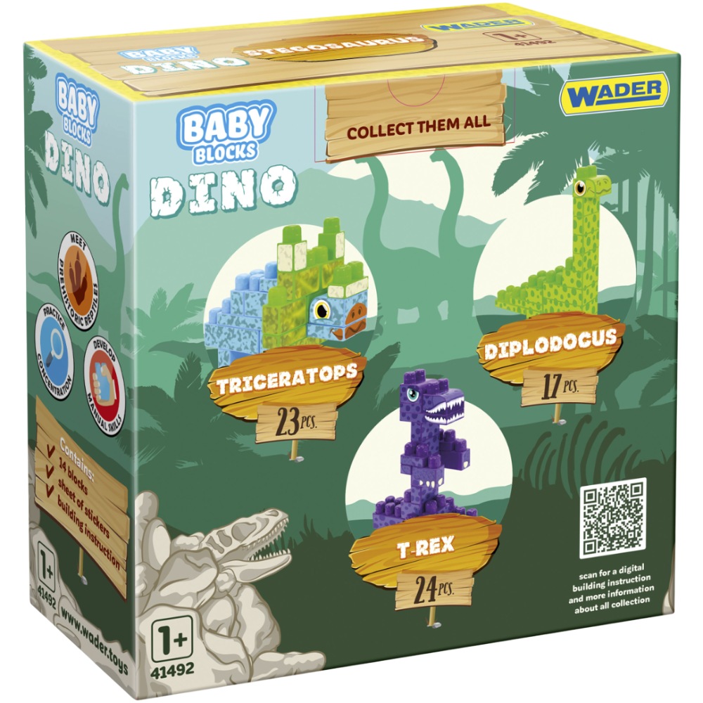 Конструктор WADER Baby Blocks Дино Т-рекс (41496) Тематика для самых маленьких