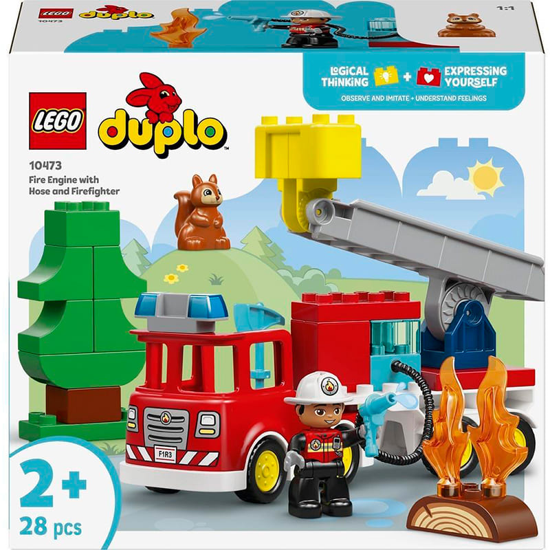 Конструктор LEGO Duplo Town Пожежна машина зі шлангом та пожежним 28 деталей (10473)