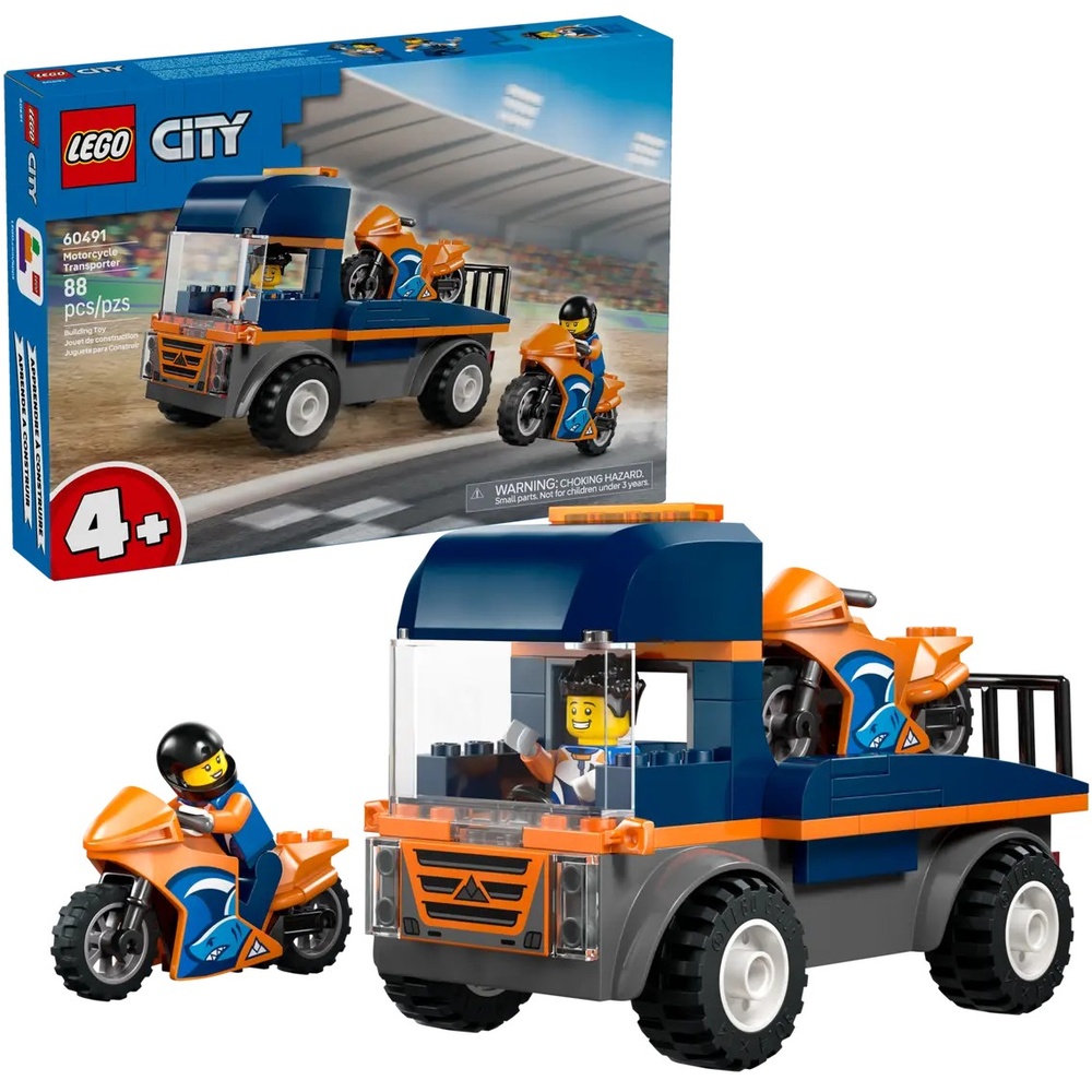 Конструктор LEGO City Транспортер мотоциклов 88 деталей (60491) Тип классический