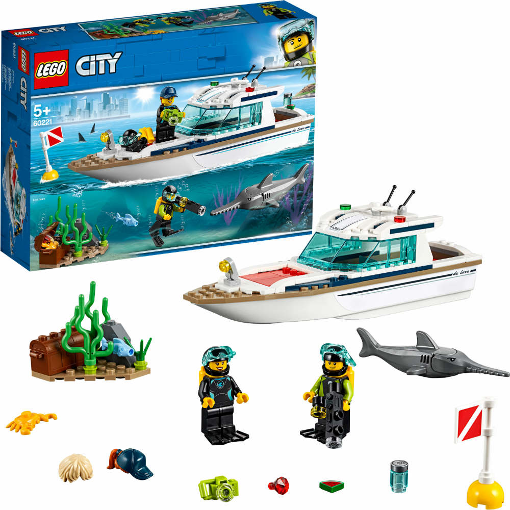 Конструктор LEGO City Яхта для дайвинга 148 деталей (60221) Тематика водный транспорт