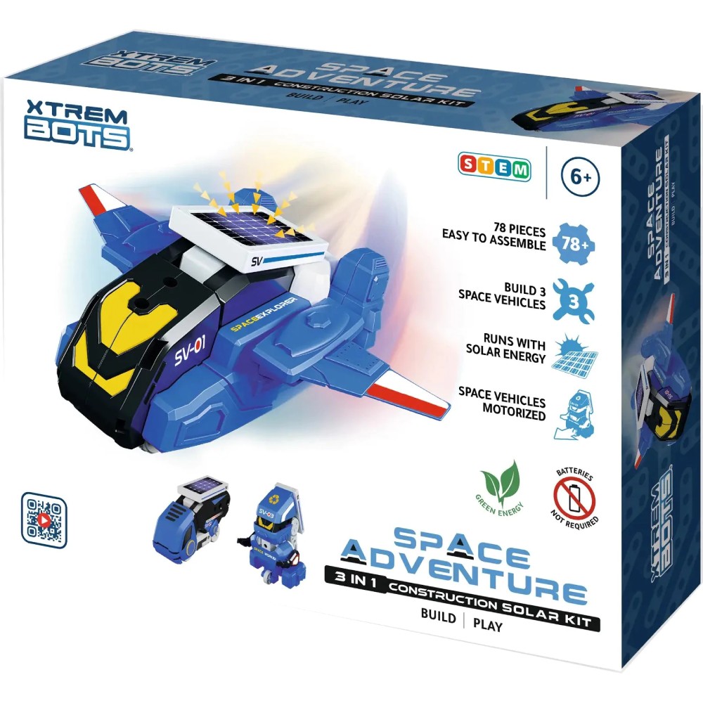 Конструктор BLUEROCKET Космические приключения 3 в 1 с солнечной панелью STEM (XT1803088)