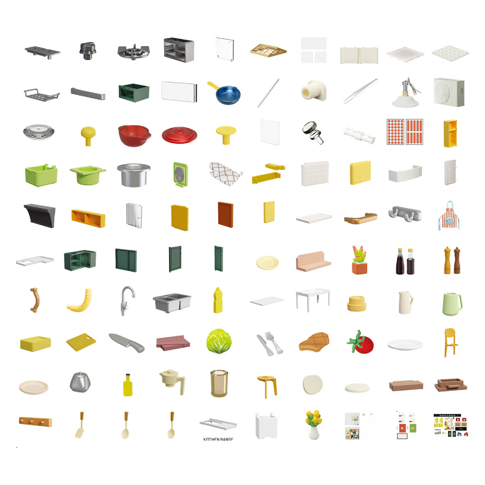 Внешний вид Конструктор-румбокс MINI HOUSE серии Интерьер - Кухня (8005)