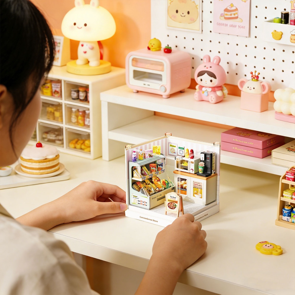 Зовнішній вигляд Конструктор-румбокс MINI HOUSE серії Інтер'єр Міні - Цілодобовий магазин (8033)