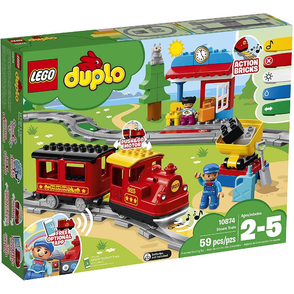 Конструктор LEGO DUPLO Town Поїзд на паровій тязі 59 деталей (10874)