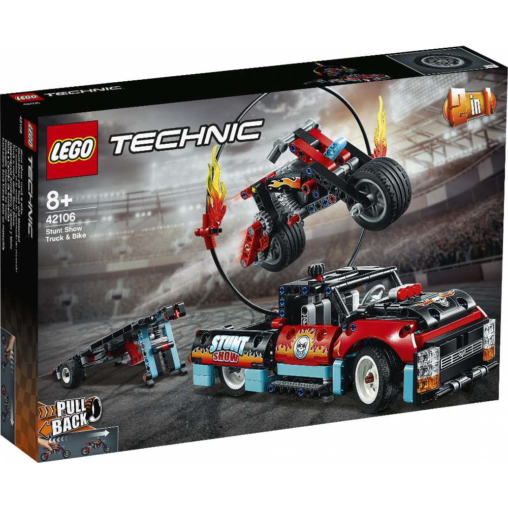 

Конструктор LEGO Technic Шоу трюков на грузовиках и мотоциклах 610 деталей (42106), Technic Шоу трюков на грузовиках и мотоциклах