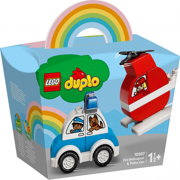 

Конструктор LEGO DUPLO Пожарный вертолет и полицейский автомобиль 14 деталей (10957), DUPLO Пожарный вертолет и полицейский автомобиль