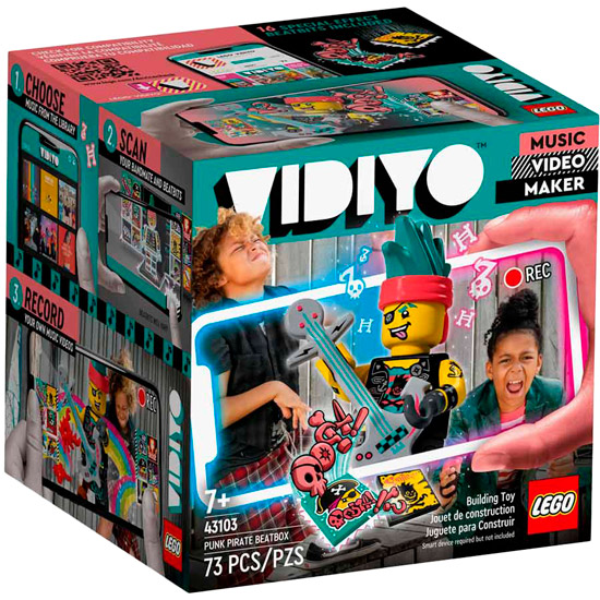 

Конструктор LEGO Vidiyo Куб БитБокс Панк-пират 73 детали (43103), Конструктор VIDIYO Бітбокс Панка пірата