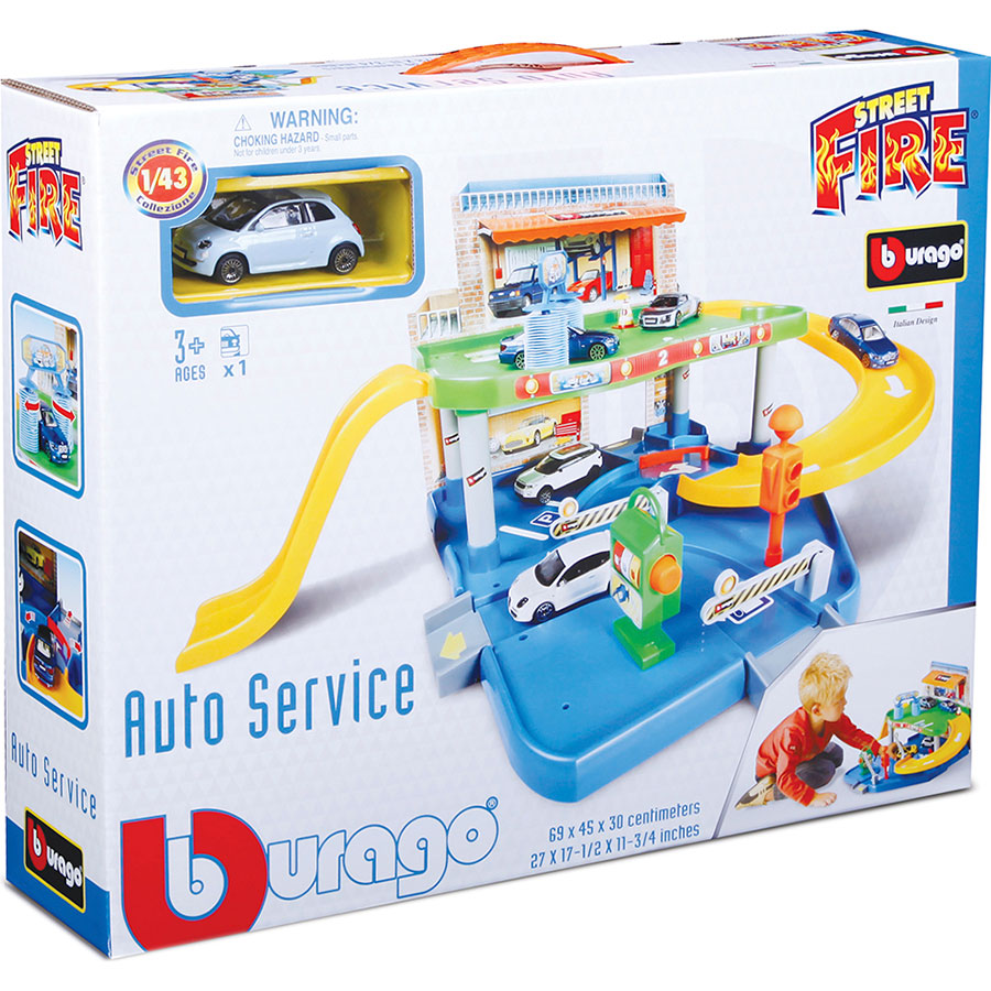 Игровой набор Bburago Гараж 2 уровня 1 машинка (18-30039) Размеры 690 х 450 х 300