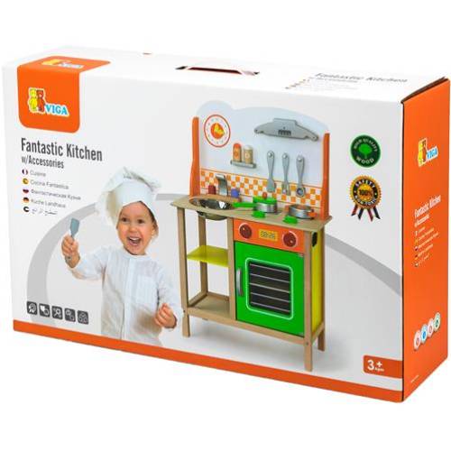 Детская кухня Viga Toys из дерева с посудой (50957FSC) Тип детская кухня