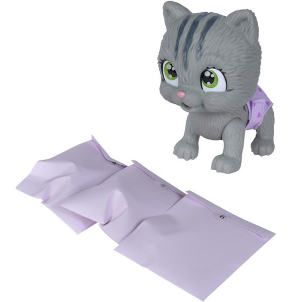 Игровой набор SIMBA Pamper Petz Котёнок (5953051) Дополнительно котёнка можно кормить и поить из бутылочки настоящей водой; писает в подгузник; подгузник при намокании меняет цвет; умеет держать во рту бутылочку, пустышку и вкусняшку; имеет подвижную голову и лапки; чтобы узнать пол котёнка, намочите лапку