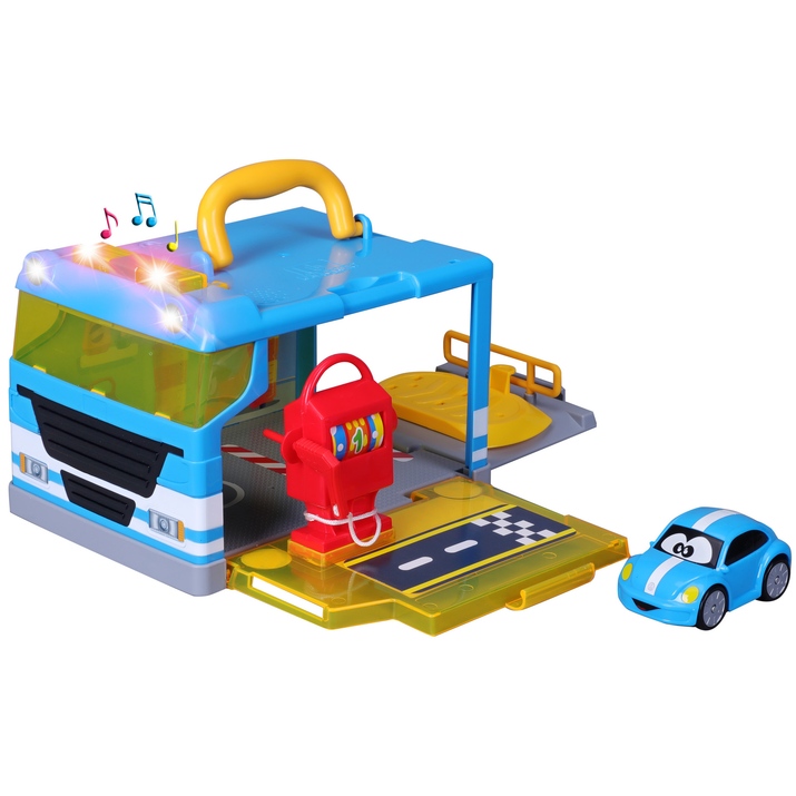 Игровой набор BB JUNIOR Мой первый переносной гараж (16-88621) Дополнительно звуковые и световые эффекты (кнопки на крыше)