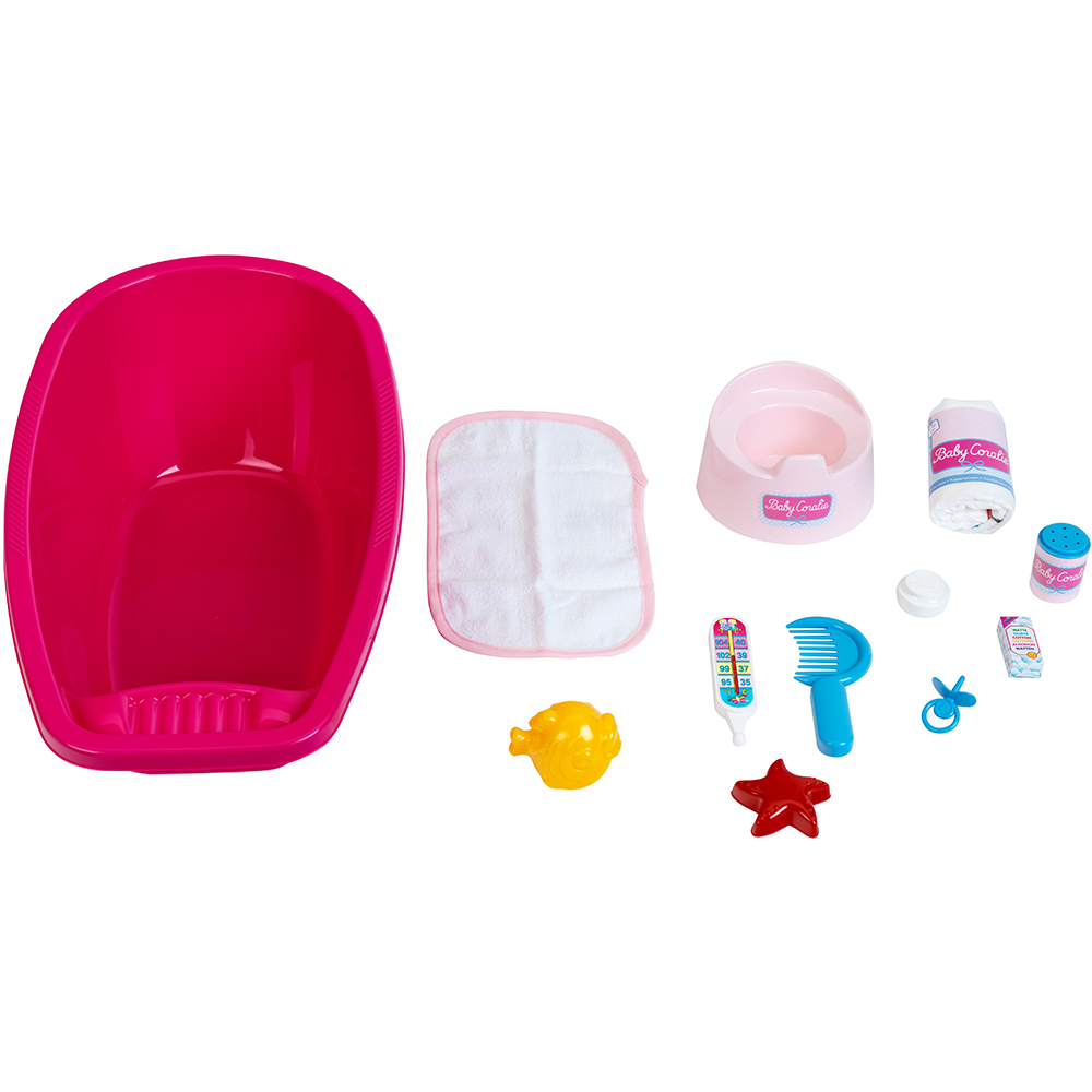 Игровой набор для купания KLEIN Baby Coralie (1675) Дополнительно подходит для кукол до 50 см; включает широкий набор аксессуаров для купания и ухода