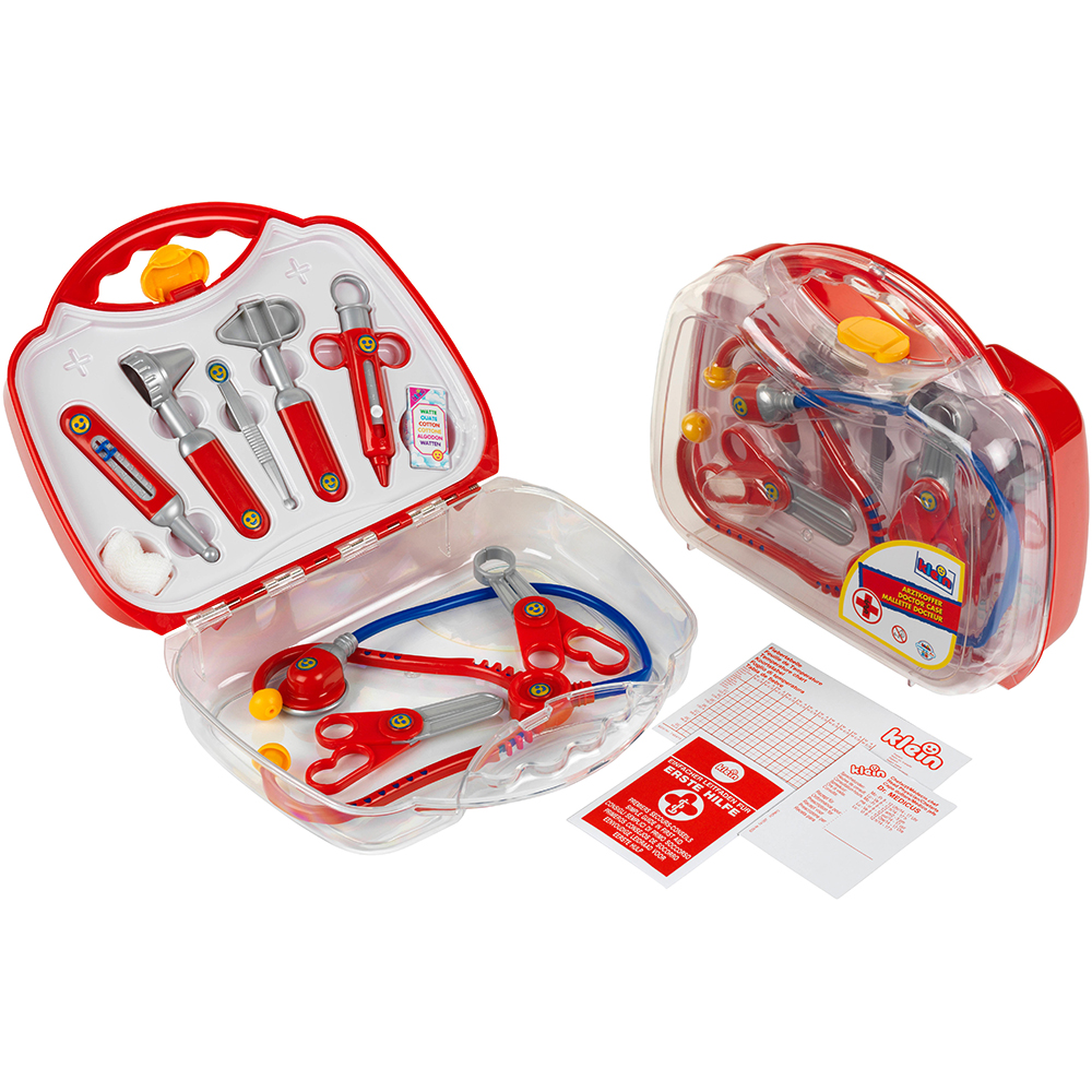 Игровой набор врача KLEIN (4395) Дополнительно прозрачный чемоданчик с удобными ручками и закруглёнными краями; безопасные медицинские аксессуары для ролевой игры