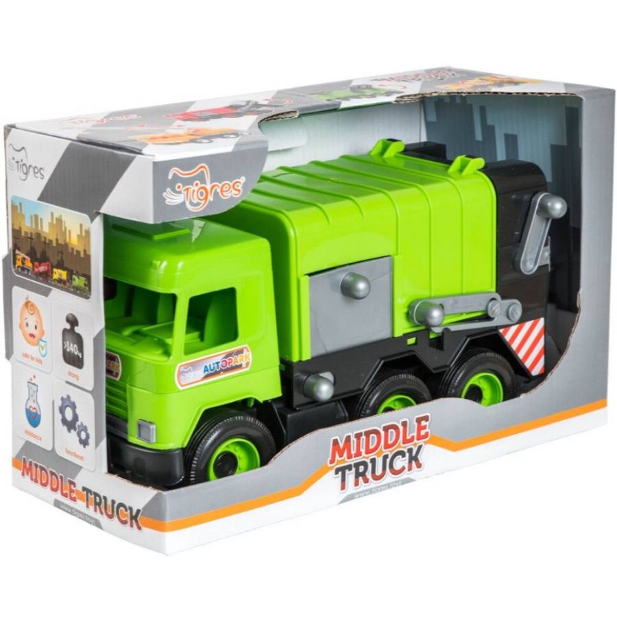 Машинка Tigres Middle Truck Сміттєвоз Green (39484) Вид іграшкової машини сміттєвоз