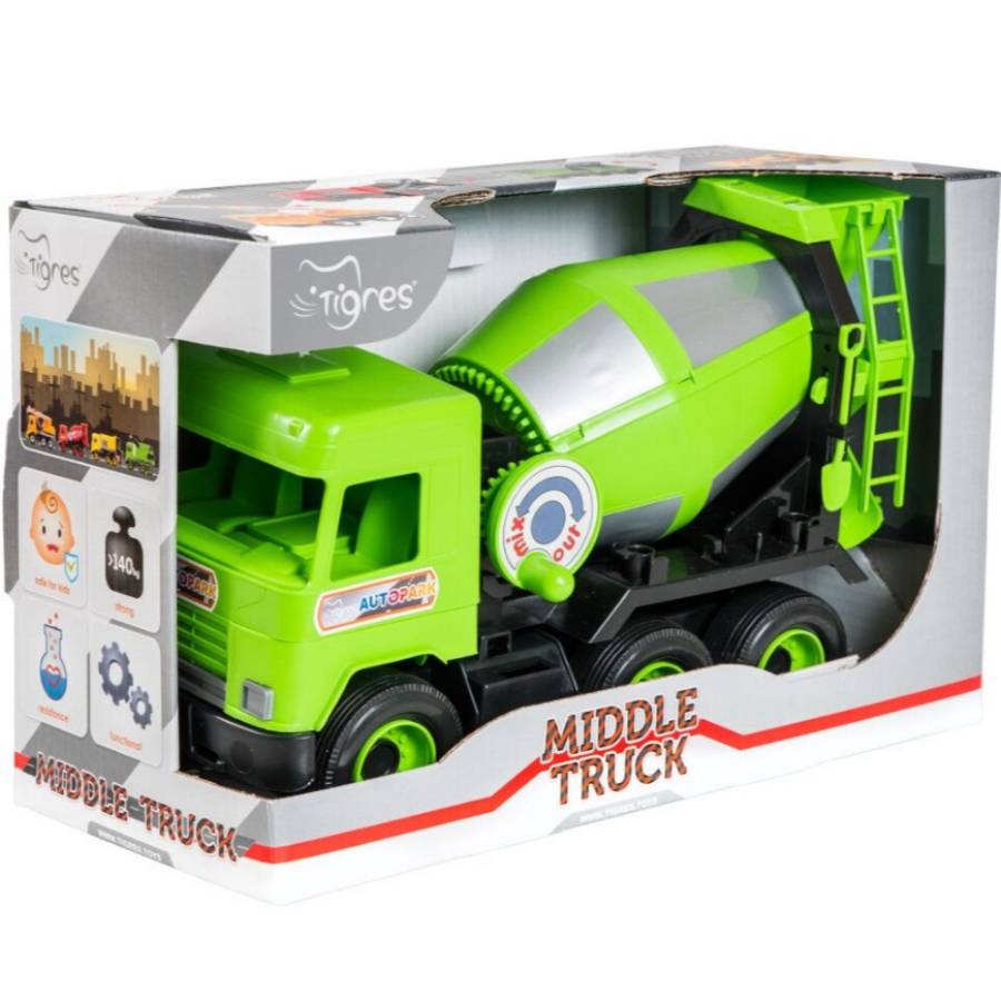 Машинка Tigres Middle Truck Бетономешалка Green (39485) Вид игрушечной машины бетономешалка