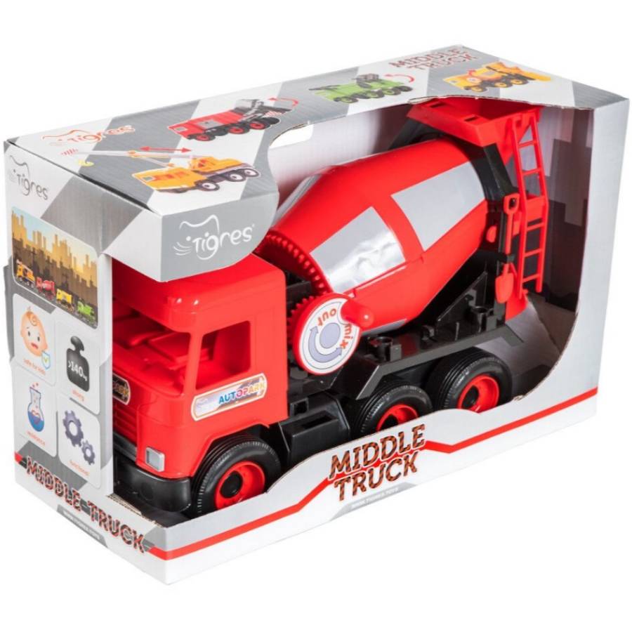 Машинка Tigres Middle Truck Бетономешалка Red (39489) Вид игрушечной машины бетономешалка