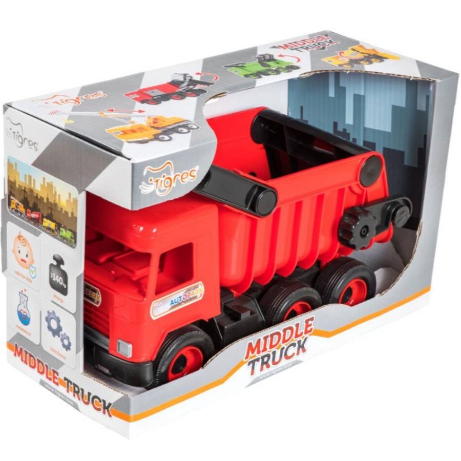 Машинка Tigres Middle Truck Самосвал Red (39486) Вид игрушечной машины самосвал