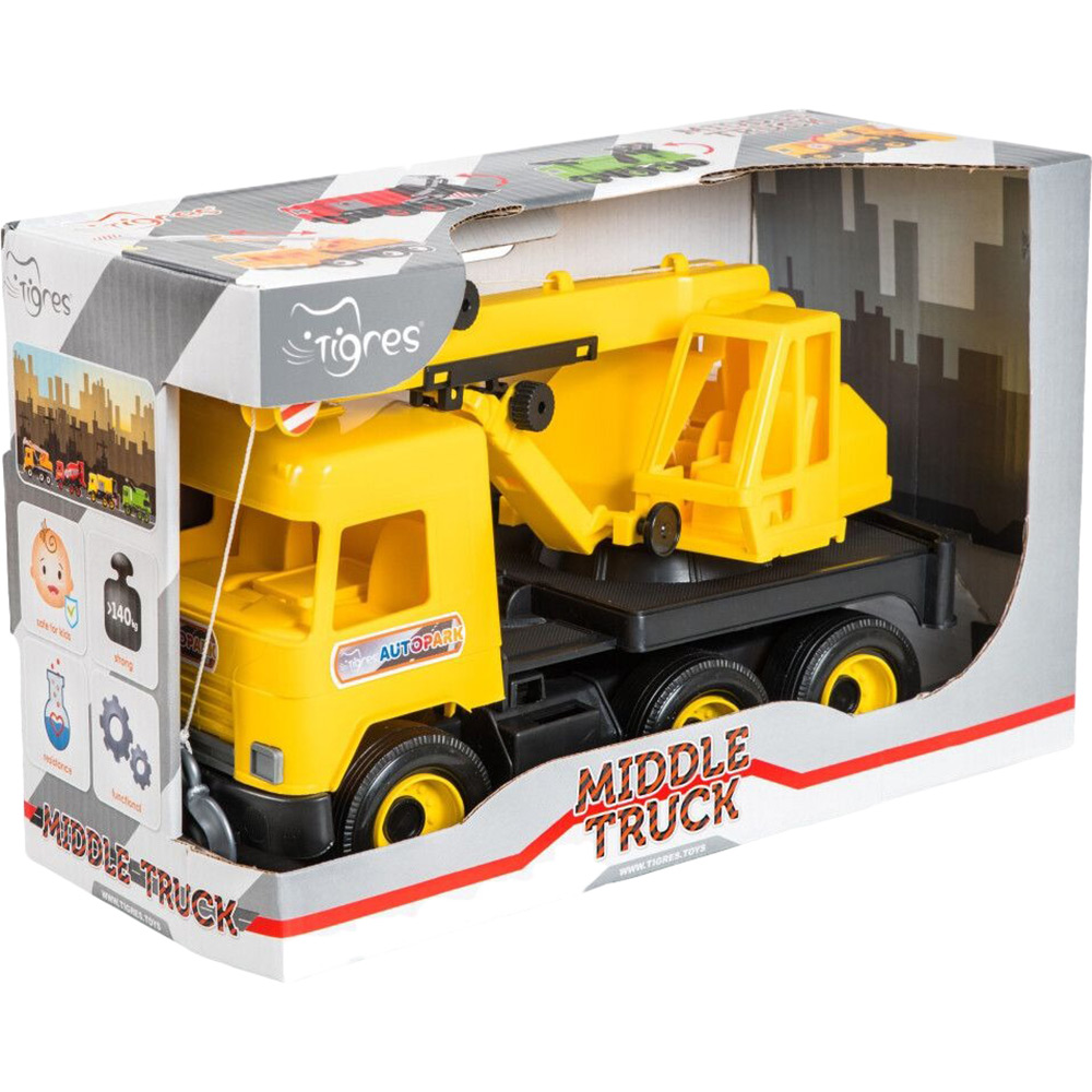 Машинка TIGRES Middle truck Кран Yellow (39491) Матеріал поліпропілен