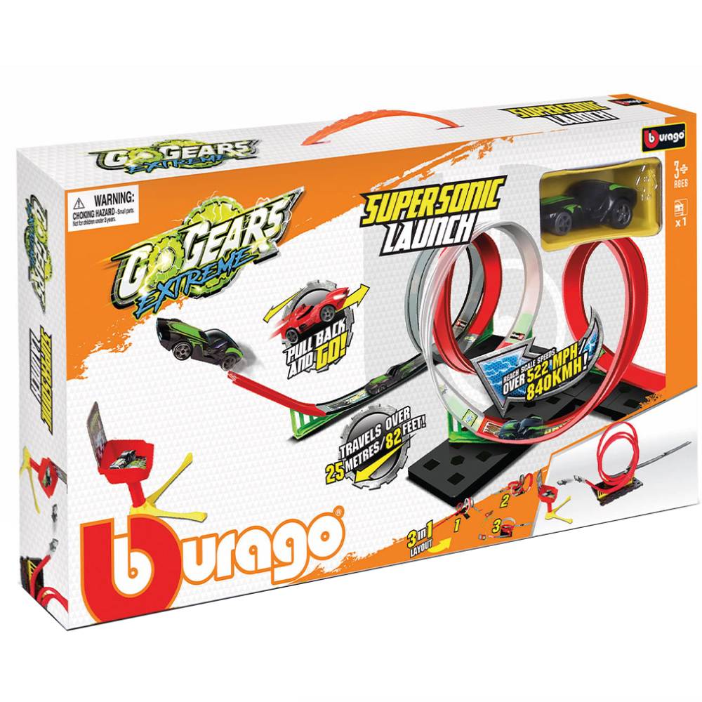 Игровой набор BBURAGO GoGears Extreme Сверхзвуковой запуск 3 в 1 (18-30533) Особенности инерционный механизм