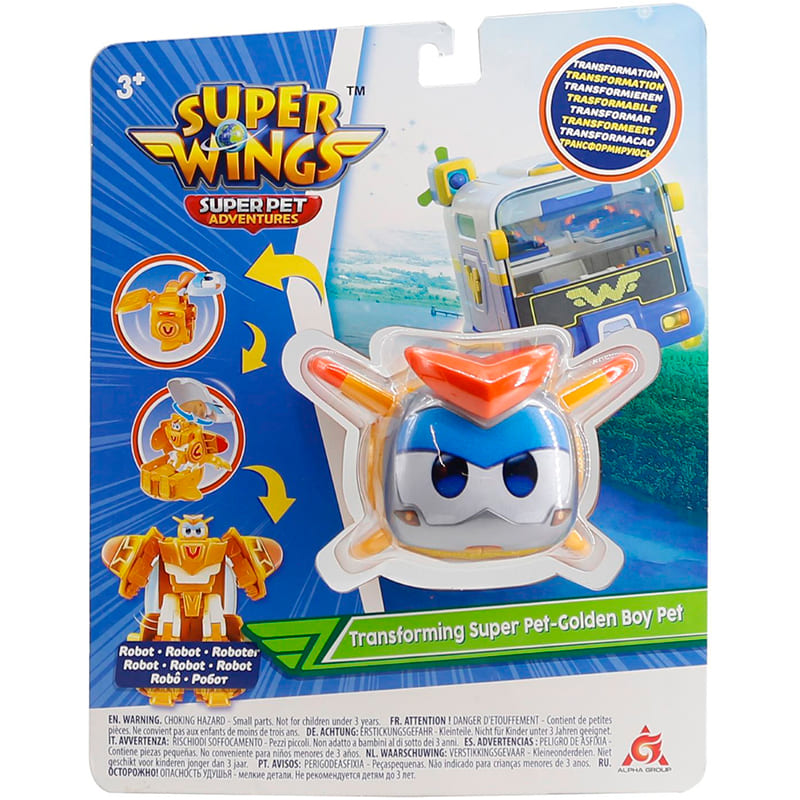 Замовити Фігурка-трансформер SUPER WINGS Transforming Super Pet Золотий Хлопчик улюбленець (EU770644)