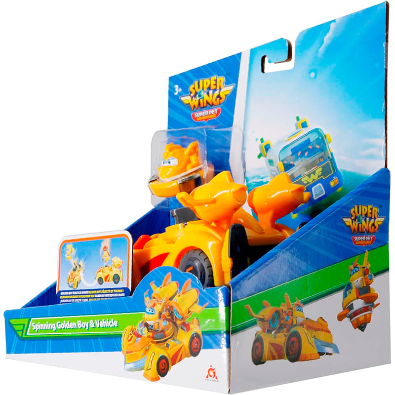 Ігровий набір SUPER WINGS Spinning Vehicle Золотий Хлопчик 2 пр. (EU770331) Додатково Режим машинки; Режим игры с юлой